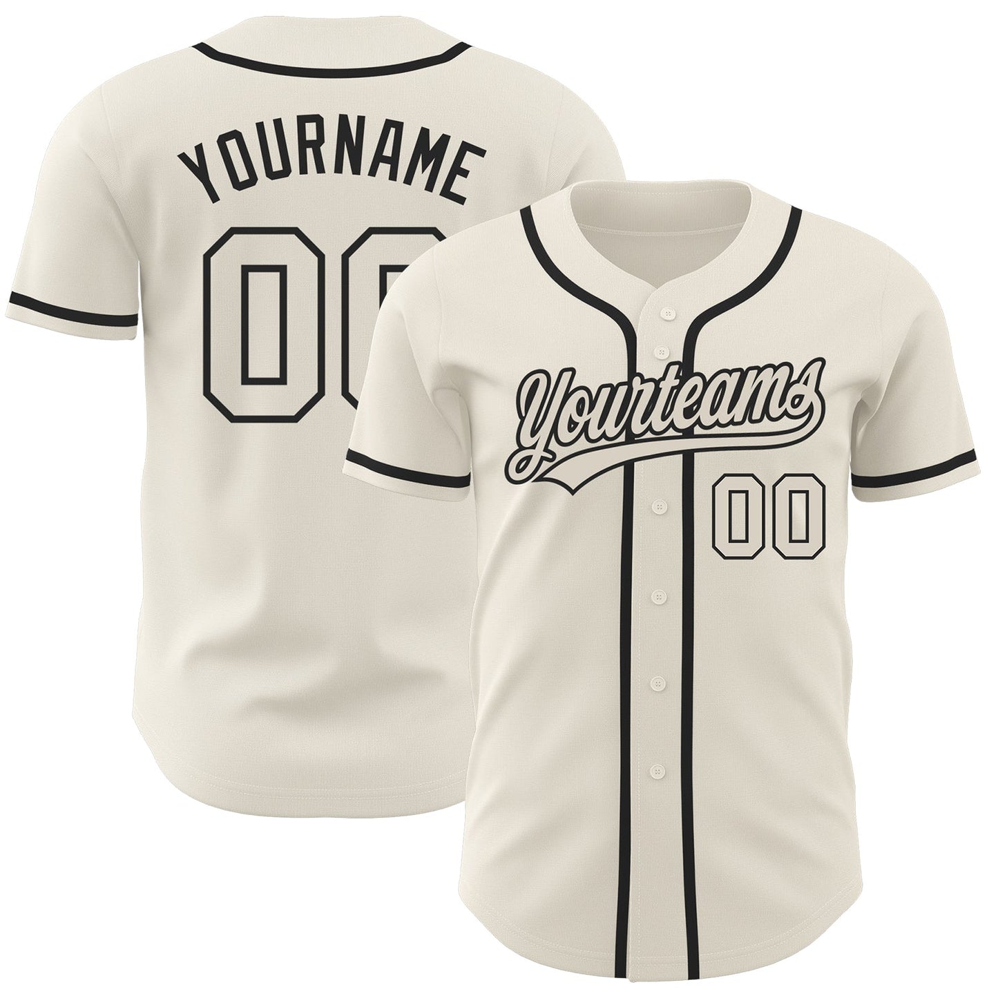 Custom Cream Cream-Black Authentic Baseball Jersey - Sky-Custom