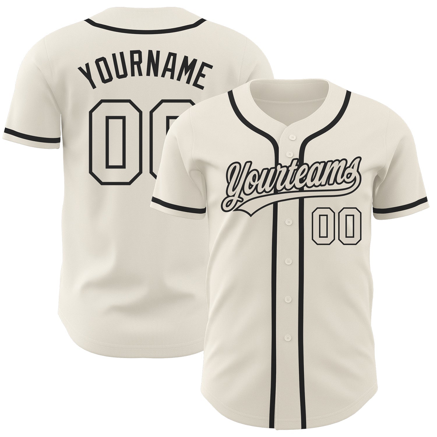 Custom Cream Cream-Black Authentic Baseball Jersey - Sky-Custom