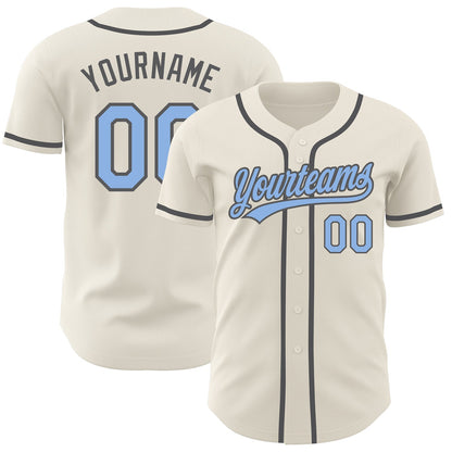 Custom Cream Light Blue-Steel Gray Authentic Baseball Jersey - Sky-Custom