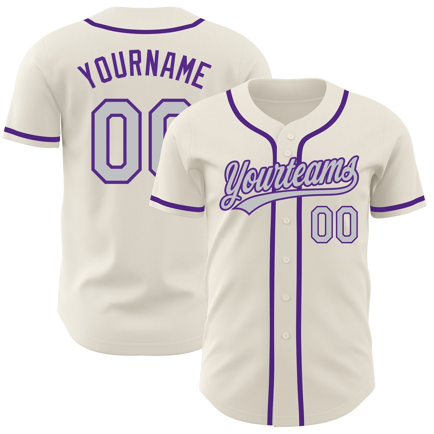 Custom Cream Gray-Purple Authentic Baseball Jersey - Sky-Custom