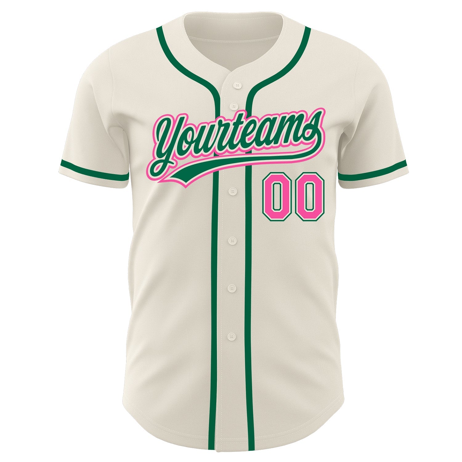 Custom Cream Pink-Kelly Green Authentic Baseball Jersey - Sky-Custom