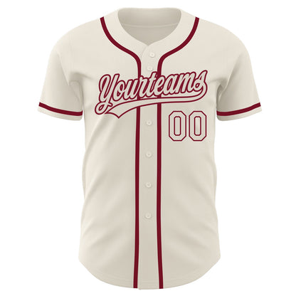 Custom Cream Cream-Crimson Authentic Baseball Jersey - Sky-Custom