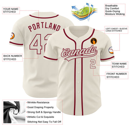 Custom Cream Cream-Crimson Authentic Baseball Jersey - Sky-Custom