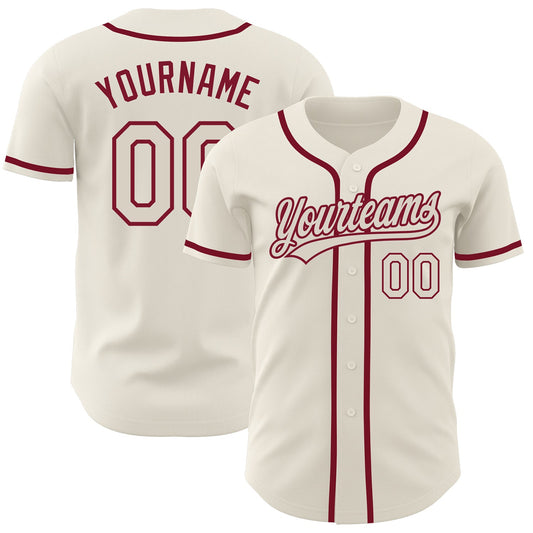 Custom Cream Cream-Crimson Authentic Baseball Jersey - Sky-Custom