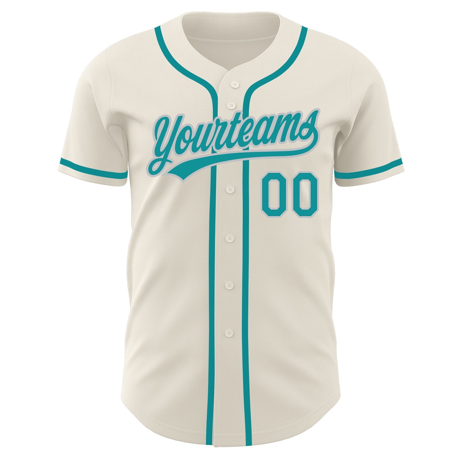 Custom Cream Teal-Gray Authentic Baseball Jersey - Sky-Custom