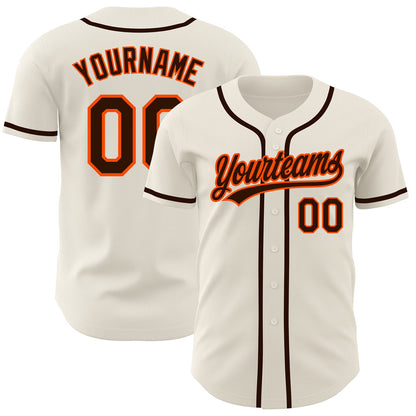 Custom Cream Brown-Orange Authentic Baseball Jersey - Sky-Custom