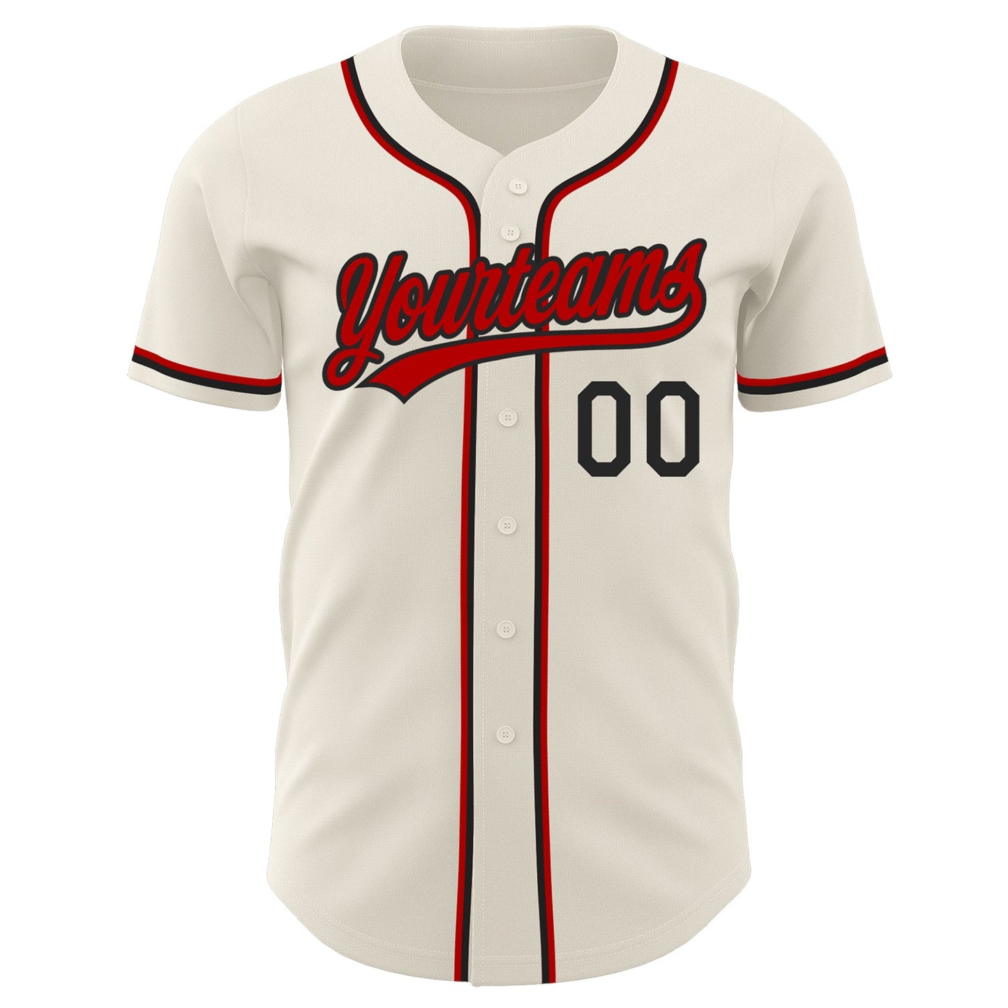 Custom Cream Red-Black Authentic Baseball Jersey - Sky-Custom