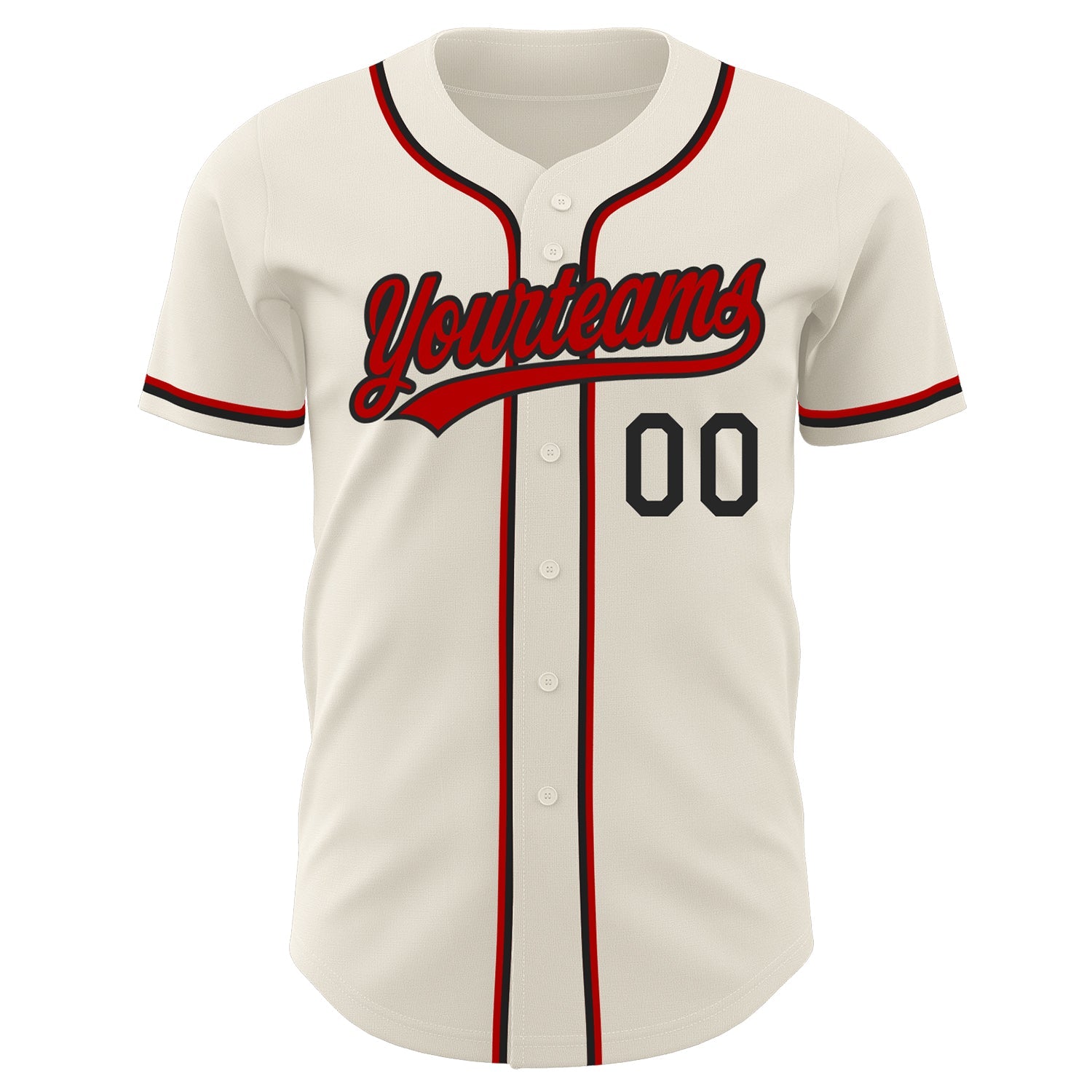 Custom Cream Red-Black Authentic Baseball Jersey - Sky-Custom