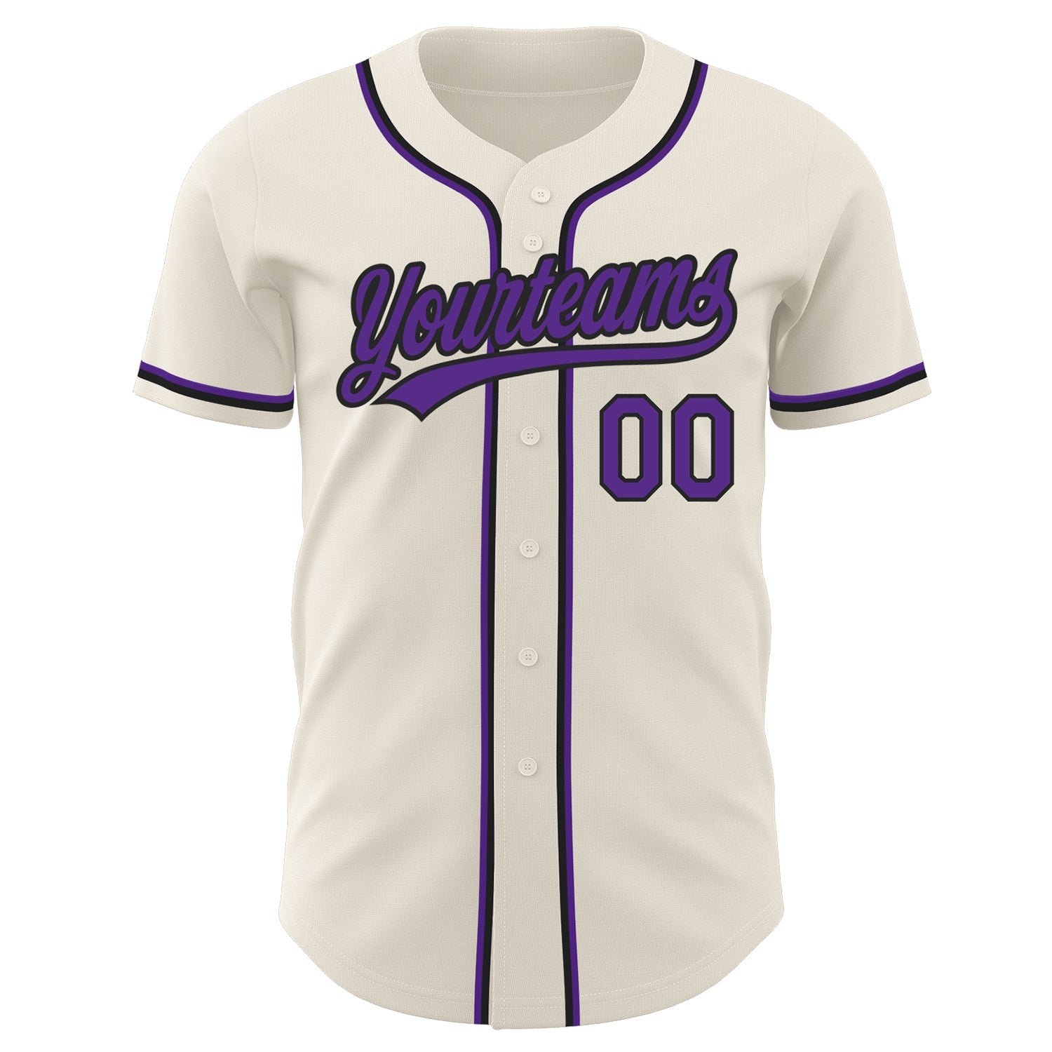 Custom Cream Purple-Black Authentic Baseball Jersey - Sky-Custom