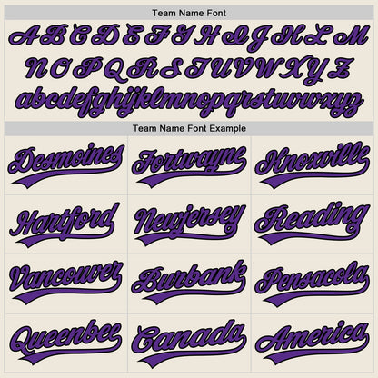 Custom Cream Purple-Black Authentic Baseball Jersey - Sky-Custom
