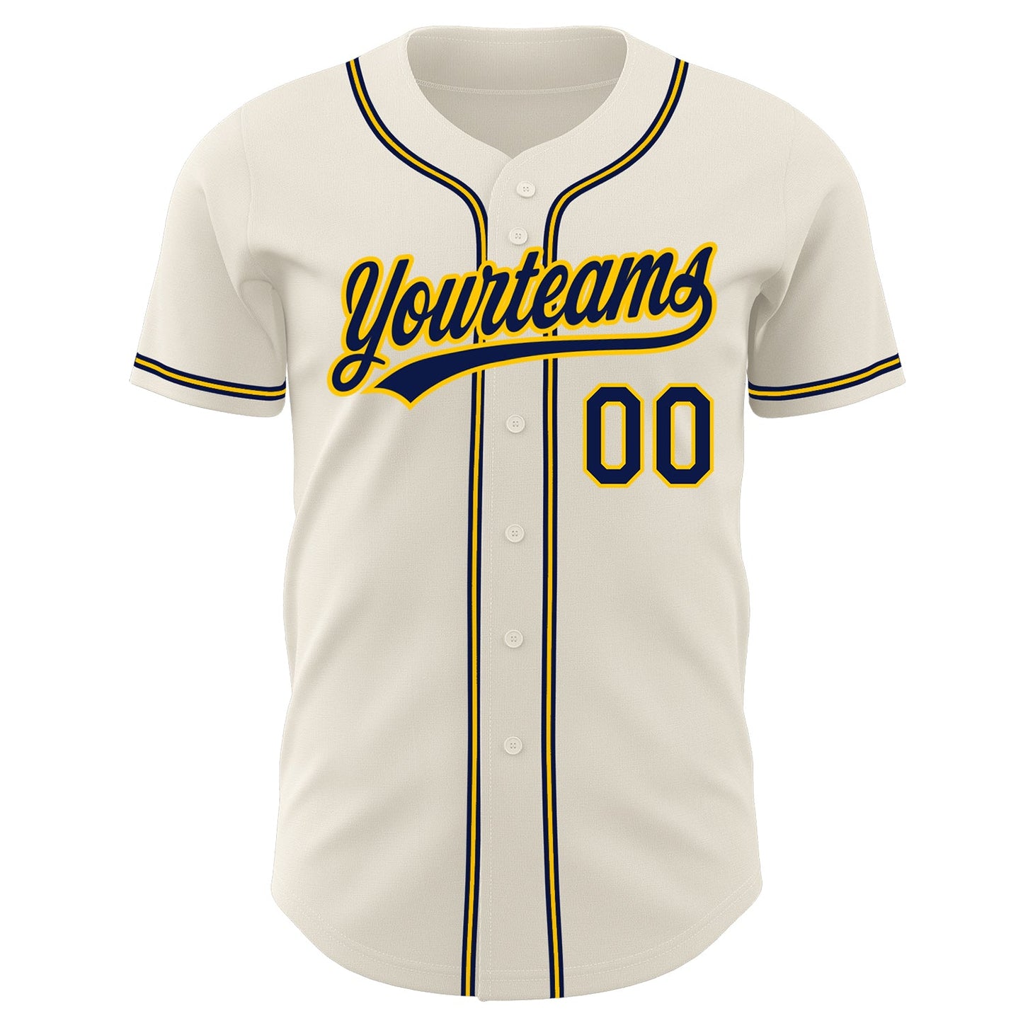Custom Cream Navy-Gold Authentic Baseball Jersey - Sky-Custom