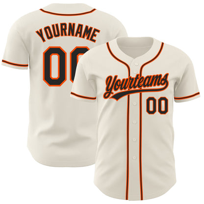 Custom Cream Black-Orange Authentic Baseball Jersey - Sky-Custom