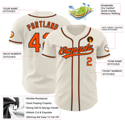 Custom Cream Orange-Black Authentic Baseball Jersey - Sky-Custom