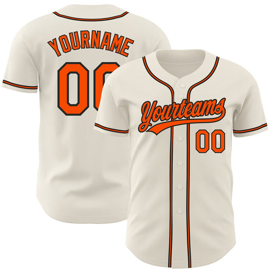 Custom Cream Orange-Black Authentic Baseball Jersey - Sky-Custom