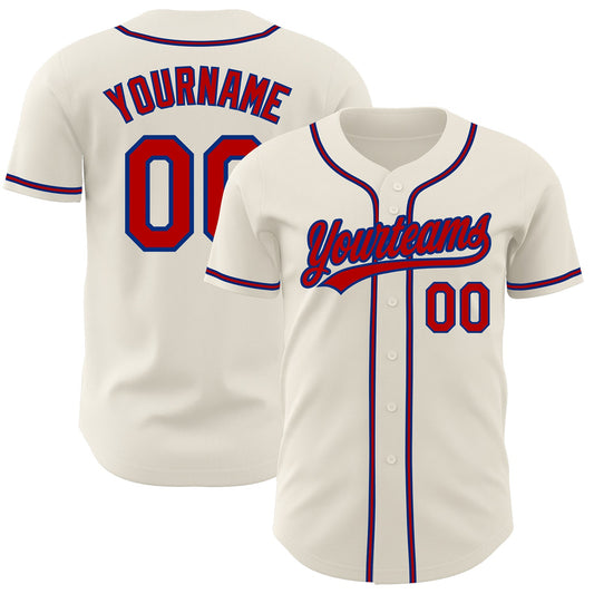 Custom Cream Red-Royal Authentic Baseball Jersey - Sky-Custom