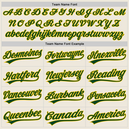 Custom Cream Green-Gold Authentic Baseball Jersey - Sky-Custom