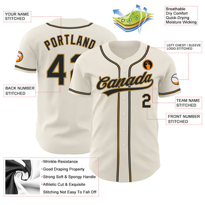 Custom Cream Black-Old Gold Authentic Baseball Jersey - Sky-Custom