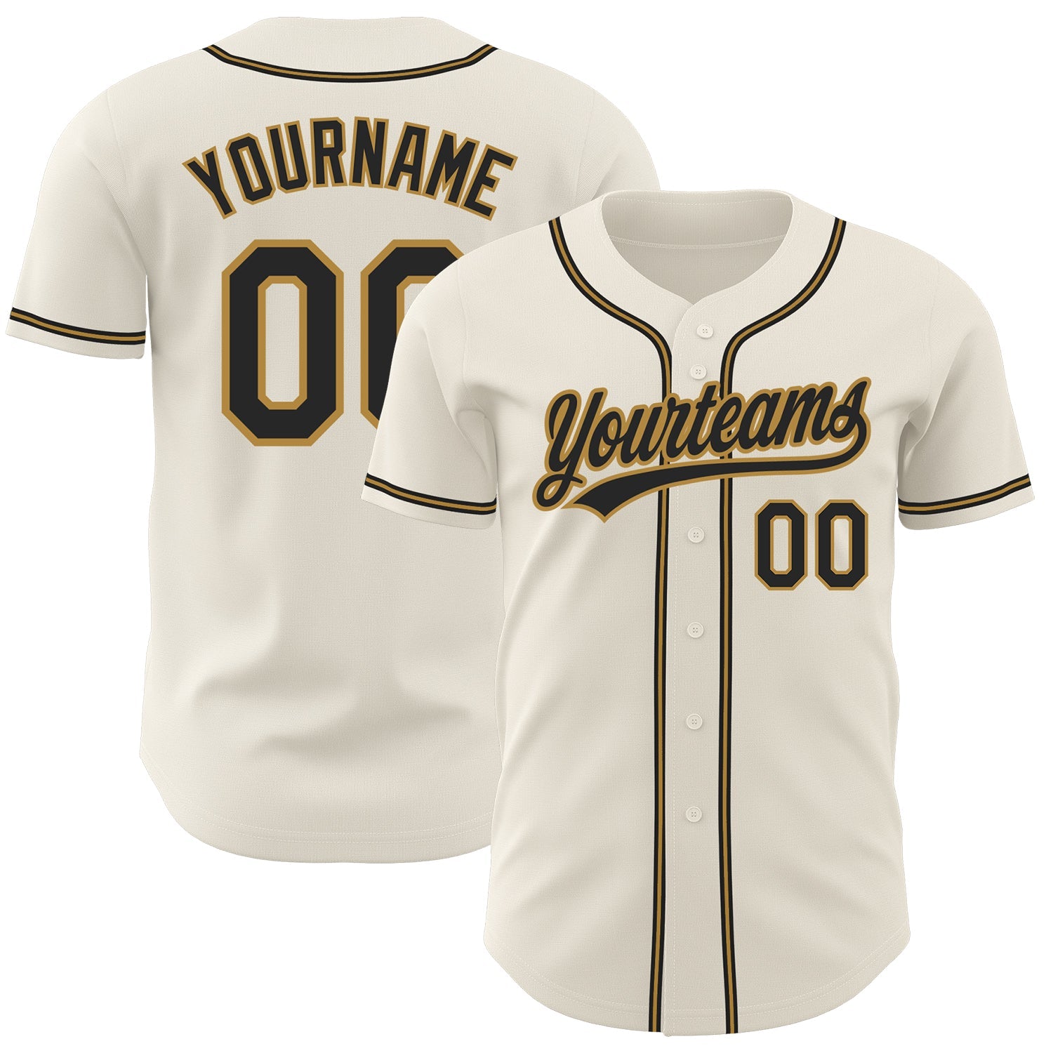 Custom Cream Black-Old Gold Authentic Baseball Jersey - Sky-Custom