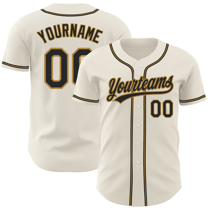 Custom Cream Black-Old Gold Authentic Baseball Jersey - Sky-Custom