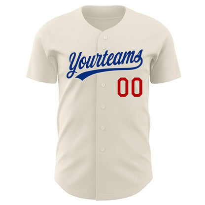 Custom Cream Red-Royal Authentic Baseball Jersey - Sky-Custom