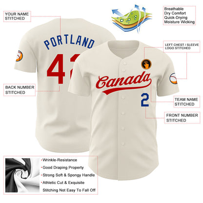 Custom Cream Red-Royal Authentic Baseball Jersey - Sky-Custom