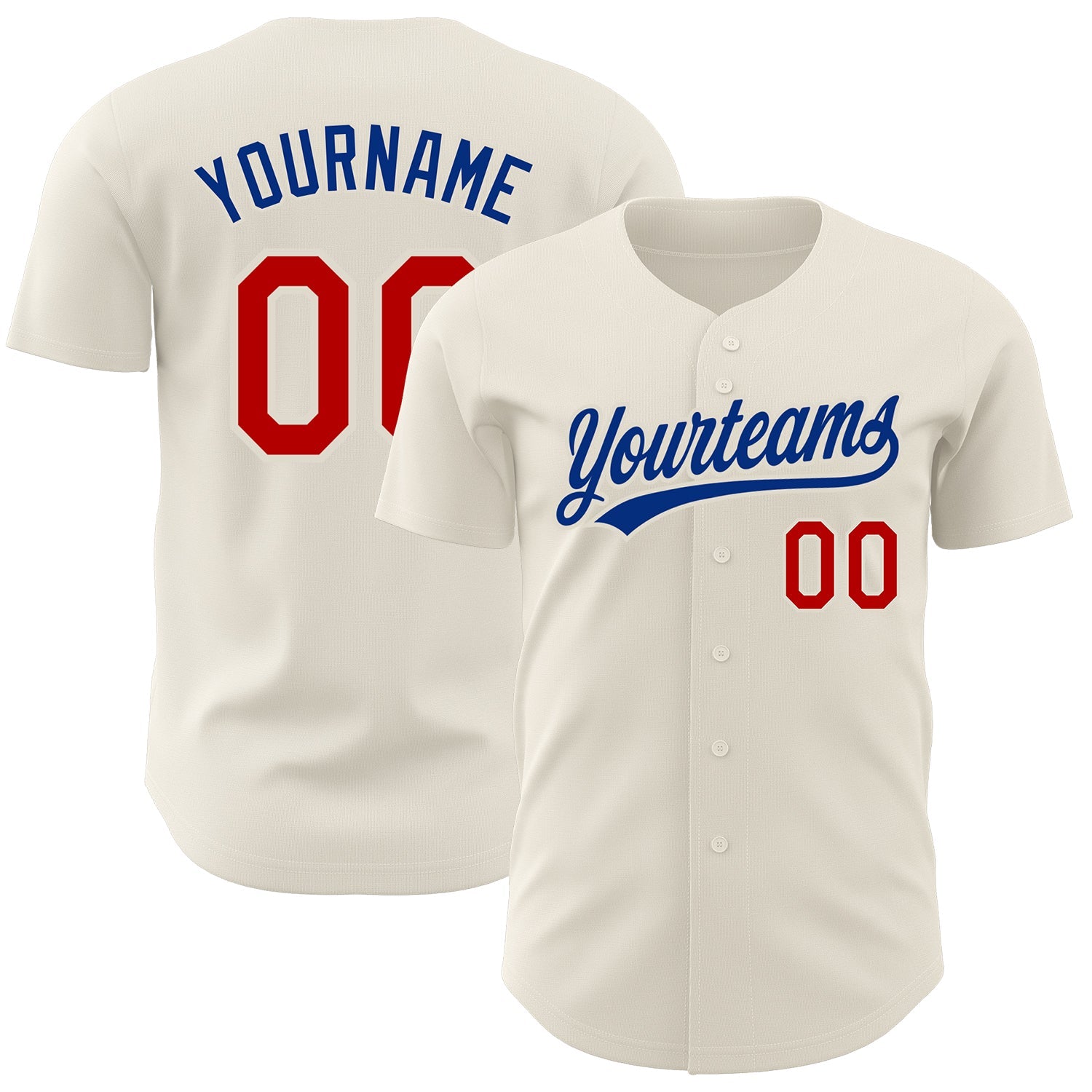 Custom Cream Red-Royal Authentic Baseball Jersey - Sky-Custom