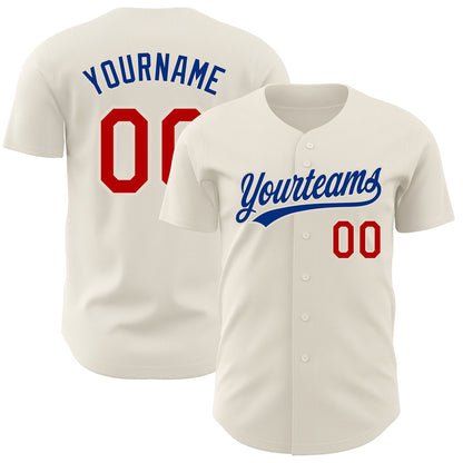 Custom Cream Red-Royal Authentic Baseball Jersey - Sky-Custom