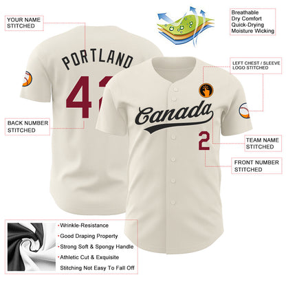 Custom Cream Crimson-Black Authentic Baseball Jersey - Sky-Custom
