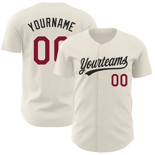 Custom Cream Crimson-Black Authentic Baseball Jersey - Sky-Custom