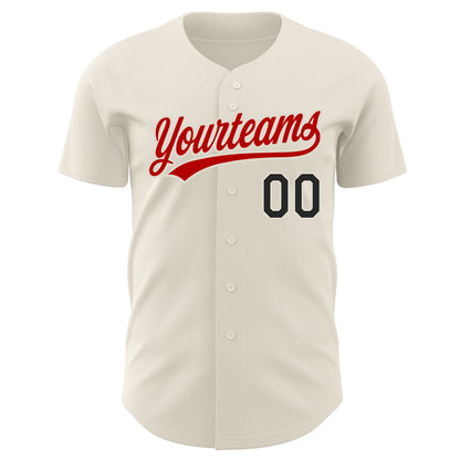 Custom Cream Black-Red Authentic Baseball Jersey - Sky-Custom