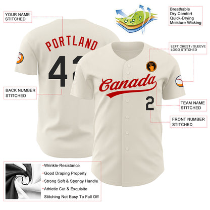 Custom Cream Black-Red Authentic Baseball Jersey - Sky-Custom