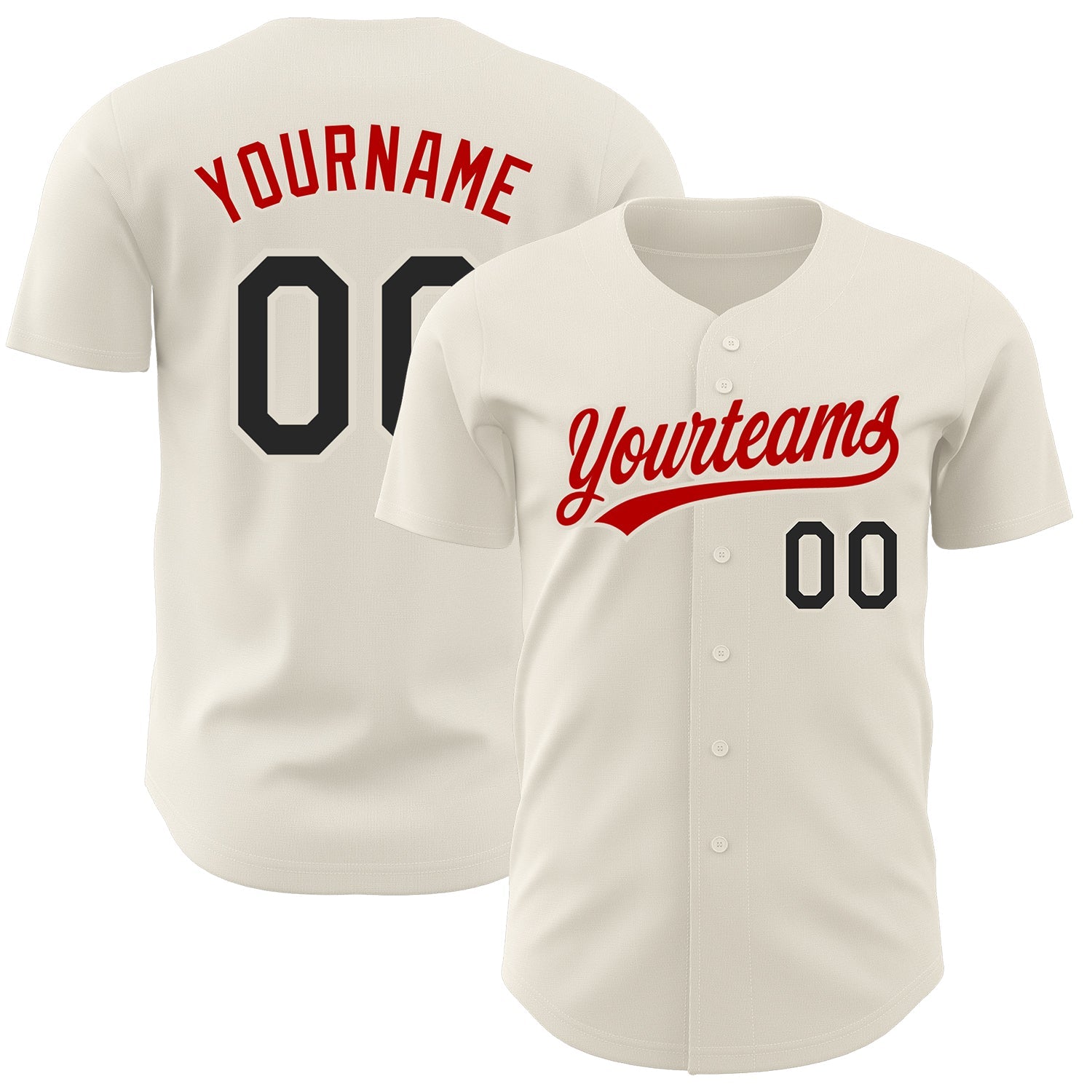 Custom Cream Black-Red Authentic Baseball Jersey - Sky-Custom