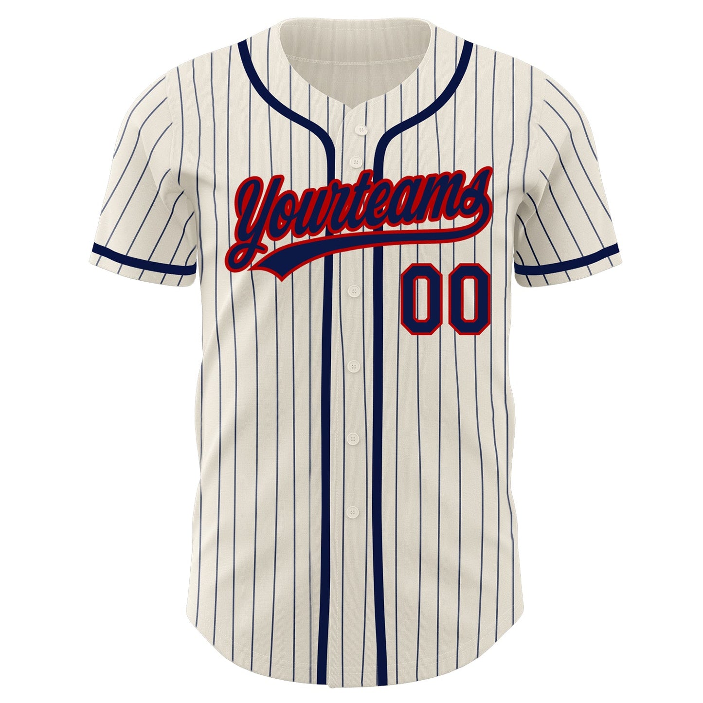 Custom Cream Navy Pinstripe Navy-Red Authentic Baseball Jersey - Sky-Custom