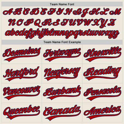 Custom Cream Navy Pinstripe Red Authentic Baseball Jersey - Sky-Custom