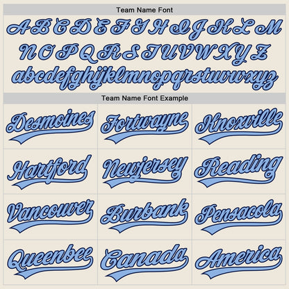 Custom Cream Navy Pinstripe Light Blue Authentic Baseball Jersey - Sky-Custom