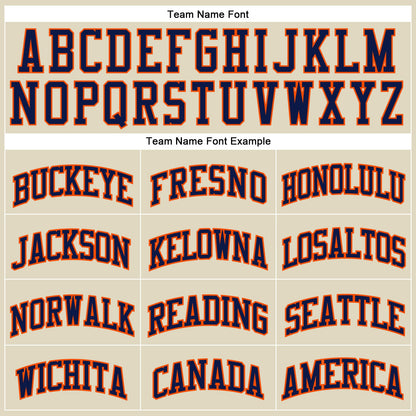 Custom Cream Navy Pinstripe Orange Authentic Basketball Jersey - Sky-Custom