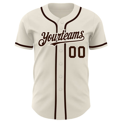 Custom Cream Brown Authentic Baseball Jersey - Sky-Custom