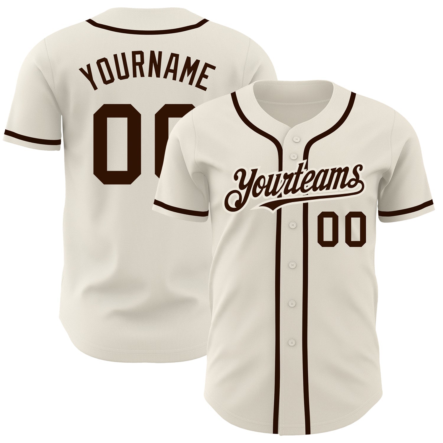 Custom Cream Brown Authentic Baseball Jersey - Sky-Custom