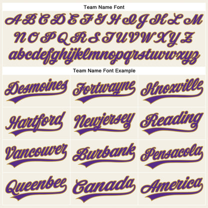 Custom Cream Purple Pinstripe Old Gold Authentic Baseball Jersey - Sky-Custom