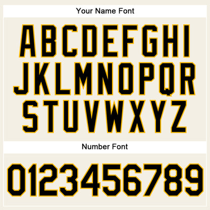 Custom Cream Black Pinstripe Gold Authentic Baseball Jersey - Sky-Custom