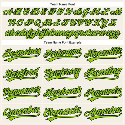 Custom Cream Black Pinstripe Neon Green Authentic Baseball Jersey - Sky-Custom