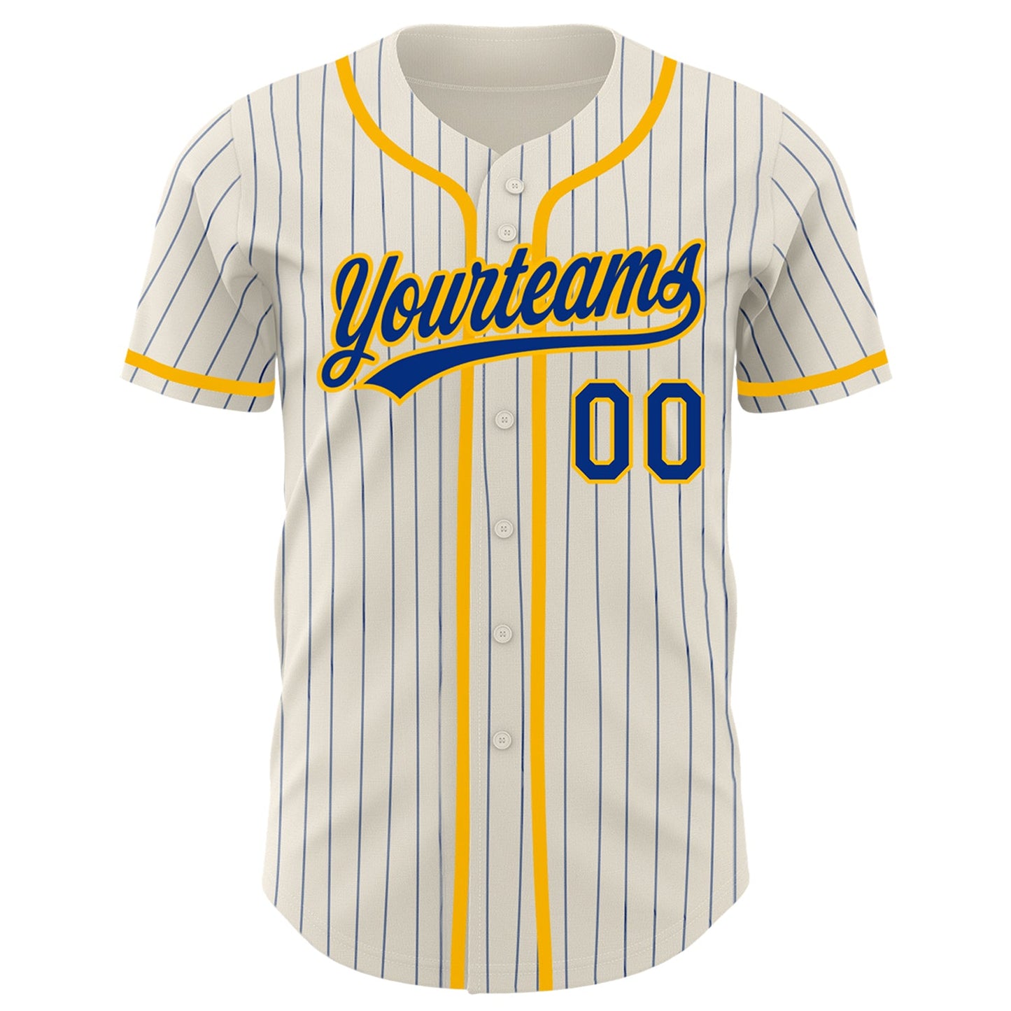 Custom Cream Royal Pinstripe Gold Authentic Baseball Jersey - Sky-Custom