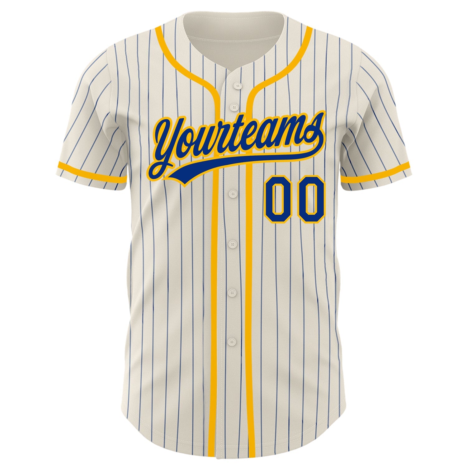 Custom Cream Royal Pinstripe Gold Authentic Baseball Jersey - Sky-Custom