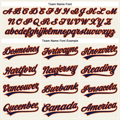 Custom Cream Navy Pinstripe Orange Authentic Baseball Jersey - Sky-Custom
