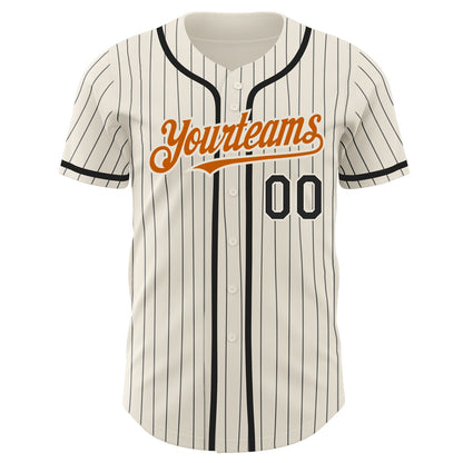 Custom Cream Black Pinstripe Texas Orange Authentic Baseball Jersey - Sky-Custom