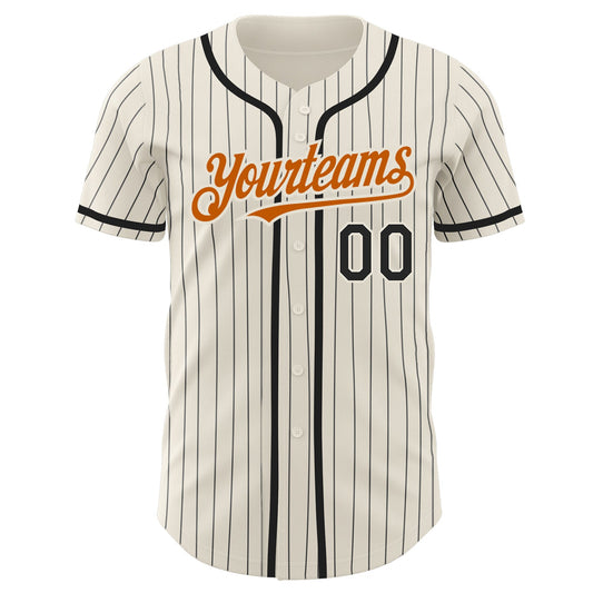 Custom Cream Black Pinstripe Texas Orange Authentic Baseball Jersey - Sky-Custom