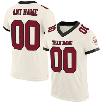 Custom Cream Crimson-Black Mesh Authentic Football Jersey - Sky-Custom
