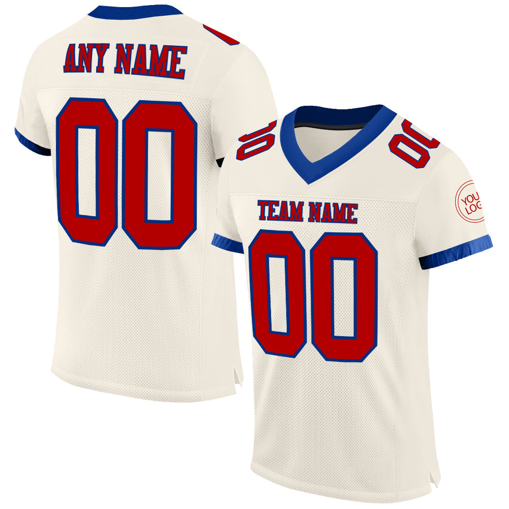 Custom Cream Red-Royal Mesh Authentic Football Jersey - Sky-Custom
