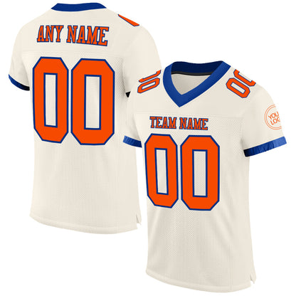 Custom Cream Orange-Royal Mesh Authentic Football Jersey - Sky-Custom