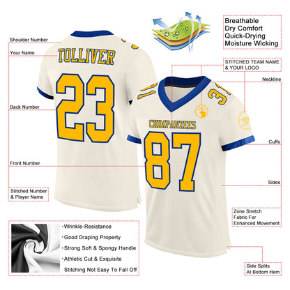 Custom Cream Gold-Royal Mesh Authentic Football Jersey - Sky-Custom